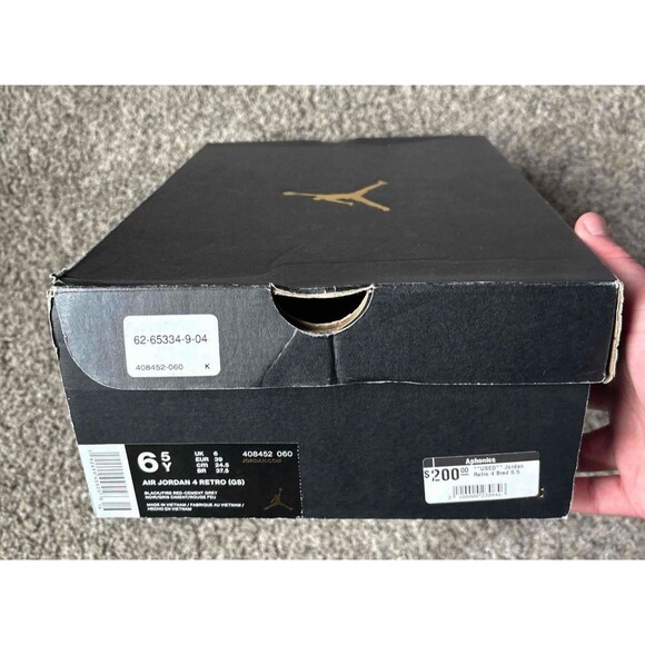 Nike Air Jordan 4 Retro Bred 2019 Size 6.5 Youth (Size 8 Women's) - Picture 7 of 8